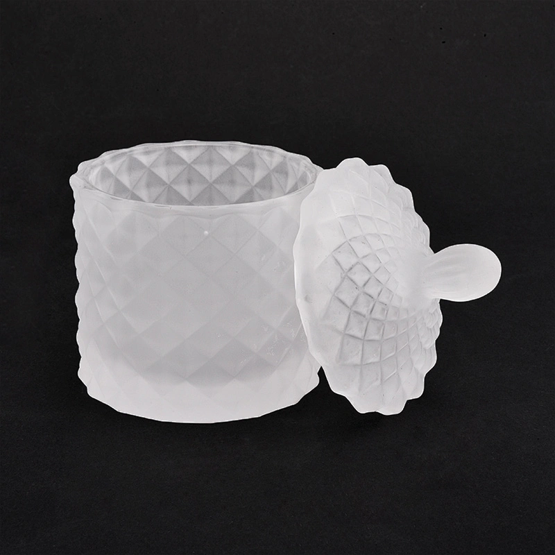110ml matte white cute little glass candle holders with lid  home decorations