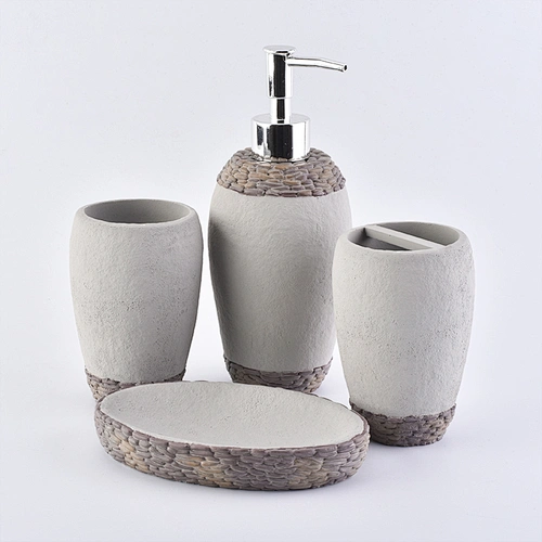 luxury vintage simply concrete accessories bathroom kit set for 5 star hotel