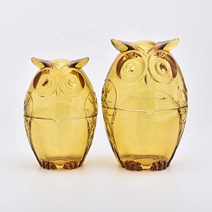 Owl shape glass candle jar custom home decoration