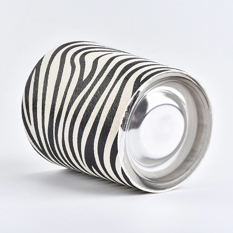 Suppliers  stripe luxury leather PU candle holders 8oz 10oz 11oz