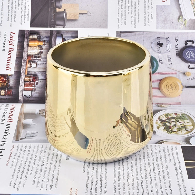 12oz Bulk home decoration luxury gold ceramic candle jar