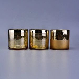 6oz gold engraving glass candle jar