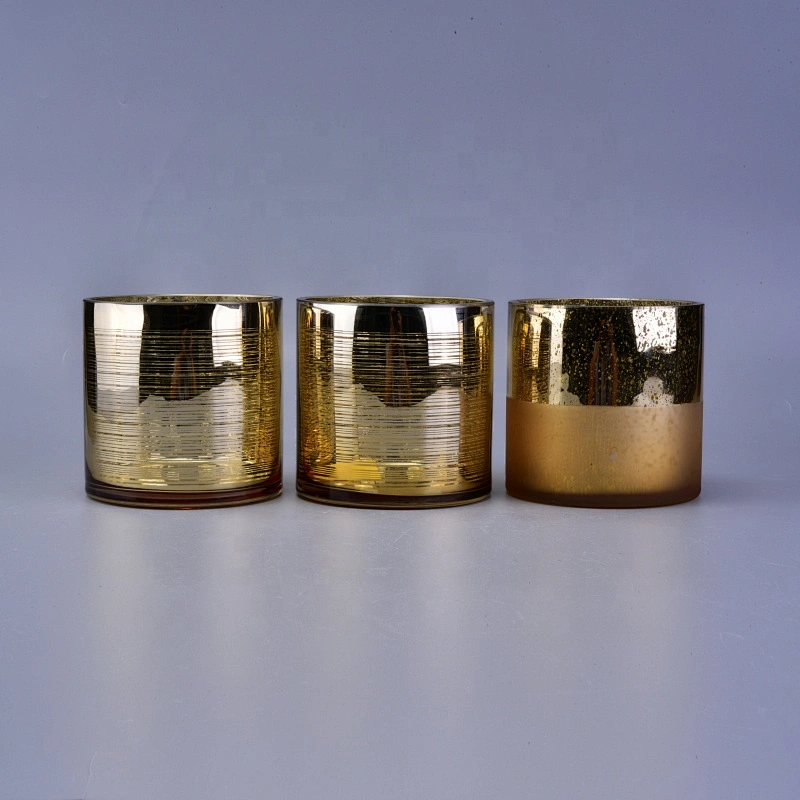 6oz gold engraving glass candle jar