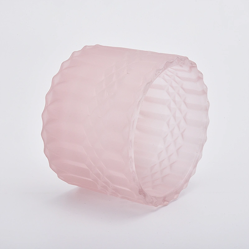 Decorative Pink Glass Candle Holder With Lids