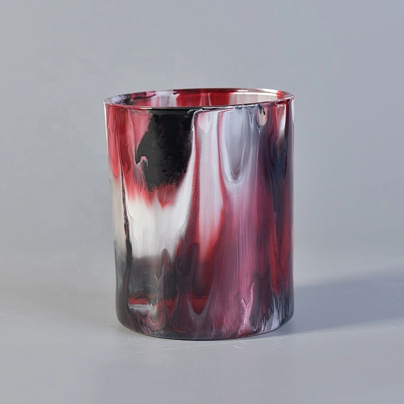 Multi Color Painting Glass Candle Jar For Home Decoration