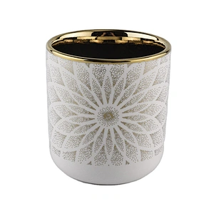 Suppliers white luxury votive empty electroplated ceramic candle jars