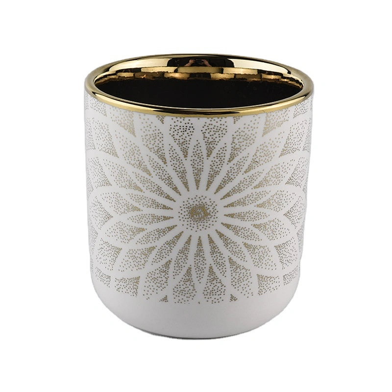 Suppliers white luxury votive empty electroplated ceramic candle jars