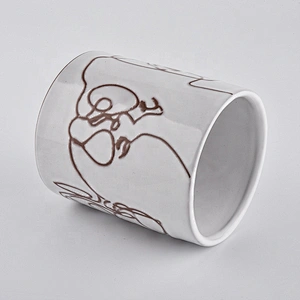 Wholesales white people pattern votive empty ceramic candle holder