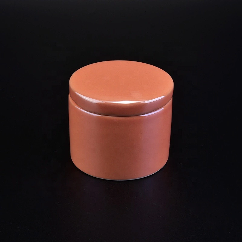 Home decor colored ceramic candle holder for candle making with lid
