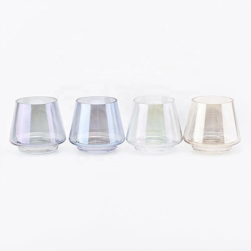 Home decoration empty iridescent tealight glass candle jars