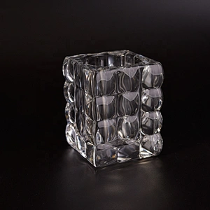 100ml Wholesales square bubble crystal tealight glass candle jar