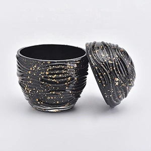 Black egg shaped glass candle holder with lid home decor