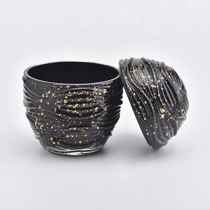 Black egg shaped glass candle holder with lid home decor