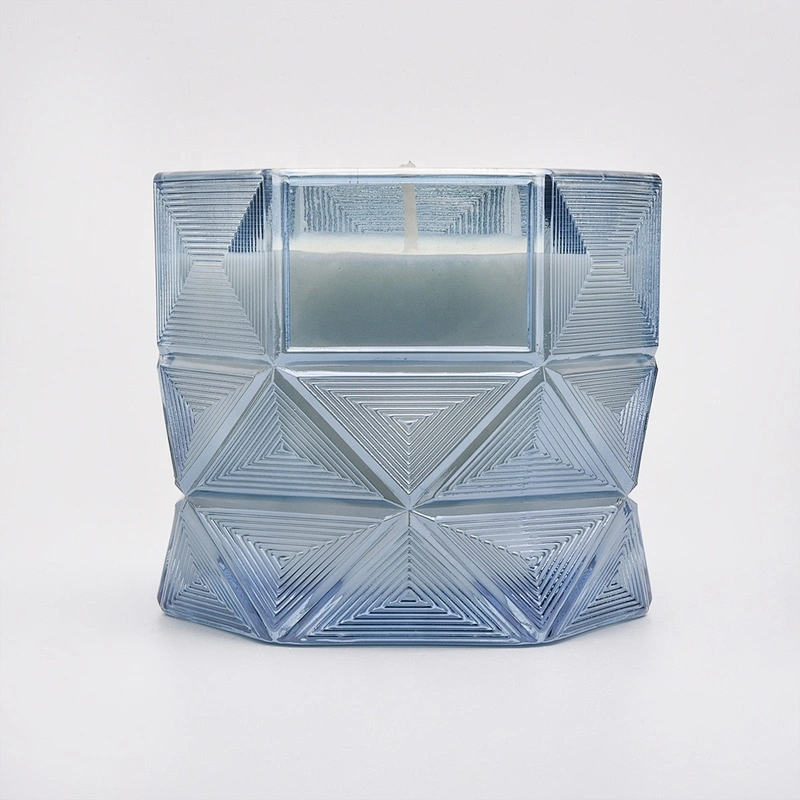 Luxury hexagonal Glass Candle Jars For Home Decoration