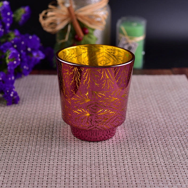 Home decor laser electroplated tealight luxury glass candle holders