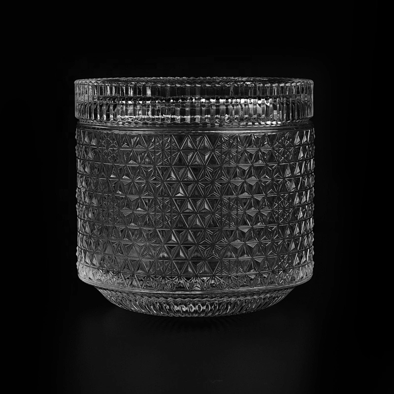 Wholesales empty luxury candle glass holder with lids 10oz 14oz 16oz