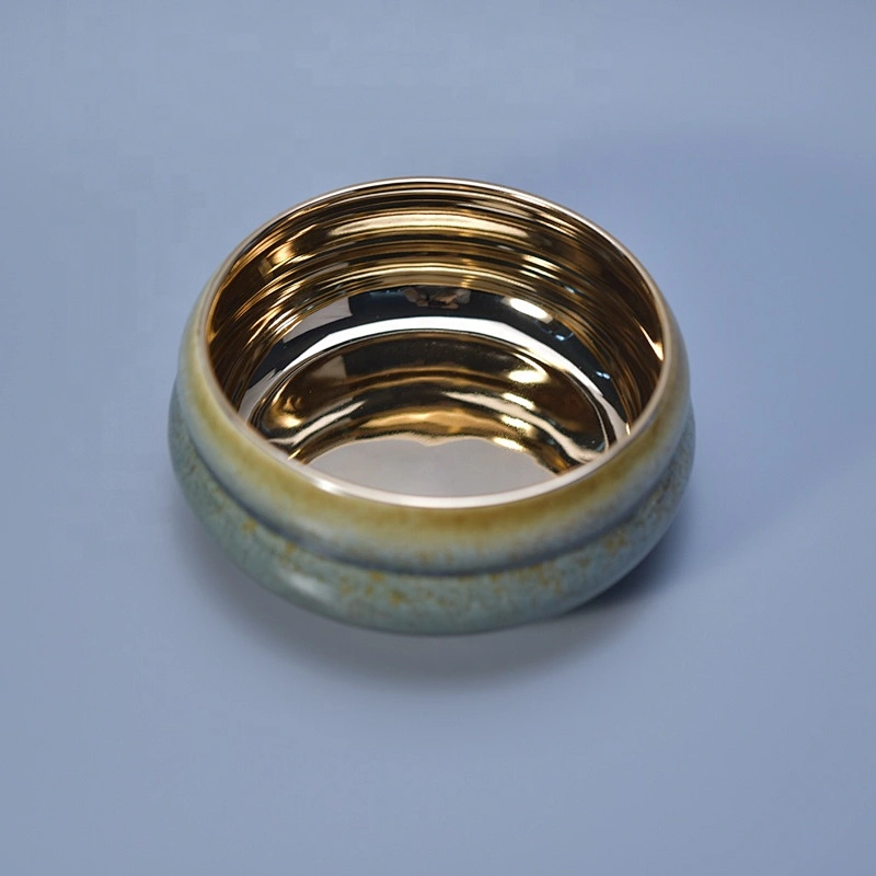 Wholesales customized large gold candle ceramic holder 10oz 20oz