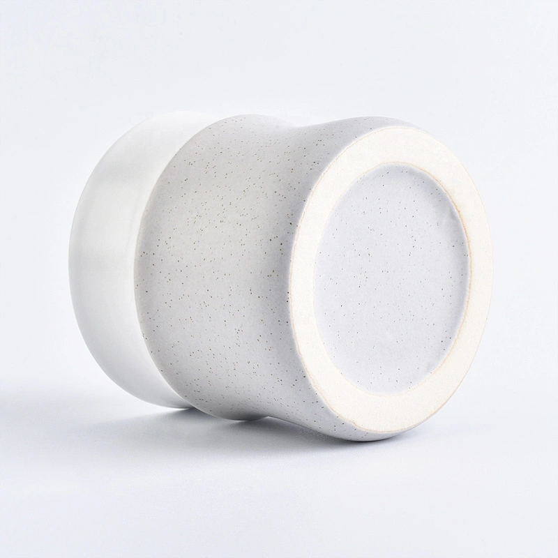 In bulk empty grey custom finish ceramic candle jars