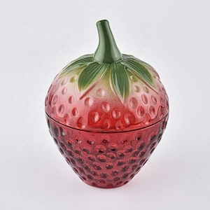 10oz 12oz Wholesales strawberry glass candle jar with lid