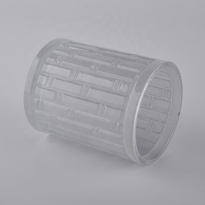 luxury embossed pattern glass candle jar