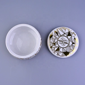 6oz 8oz 10oz Luxury foiling empty scented candle ceramic jar with lid
