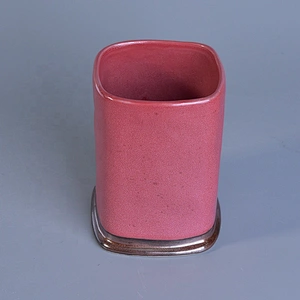 10oz 12oz 20oz Home decoration square pink candle ceramic holder