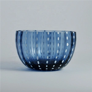 Wholesales luxury blue votive candle glass bowl holders 20oz