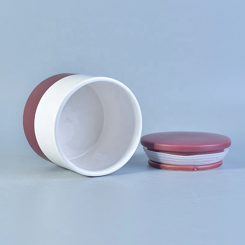 Red And White Ceramic Jars For Candle Making