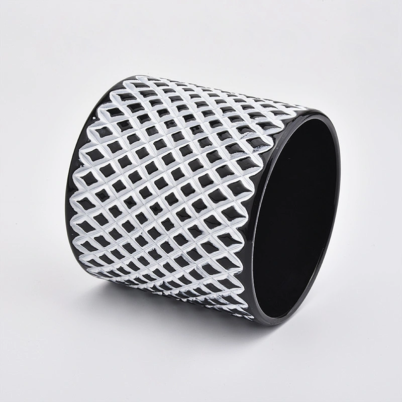 Cylinder Glass Candle Jars With Black Color