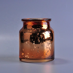 Wholesales mercury gold glass candle container