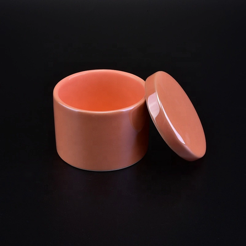 Home decor colored ceramic candle holder for candle making with lid