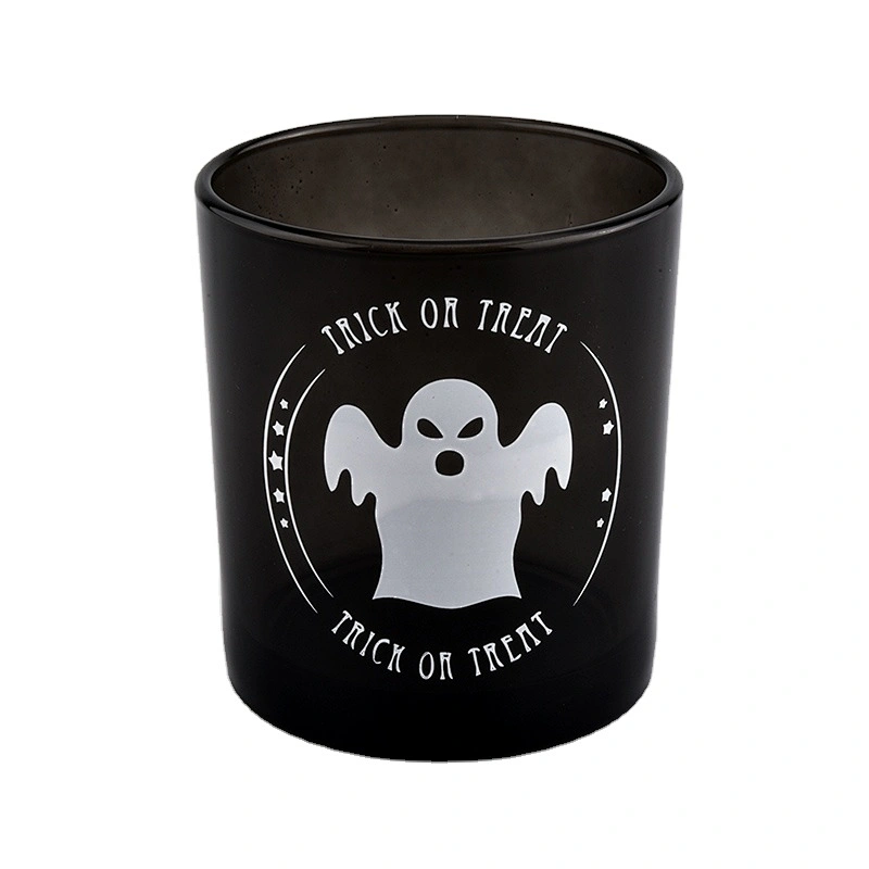 8oz 10oz matte black halloween glass vessel for candles home decoration