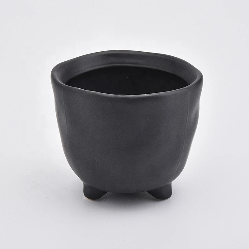 Matte Black Ceramic Candle Jars