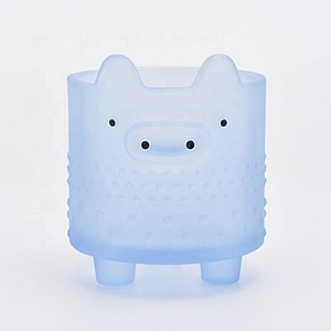 Frosted pig shape glass candle containers wholesales