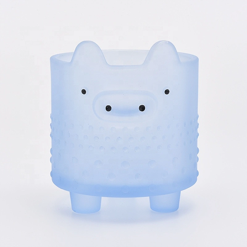 Frosted pig shape glass candle containers wholesales