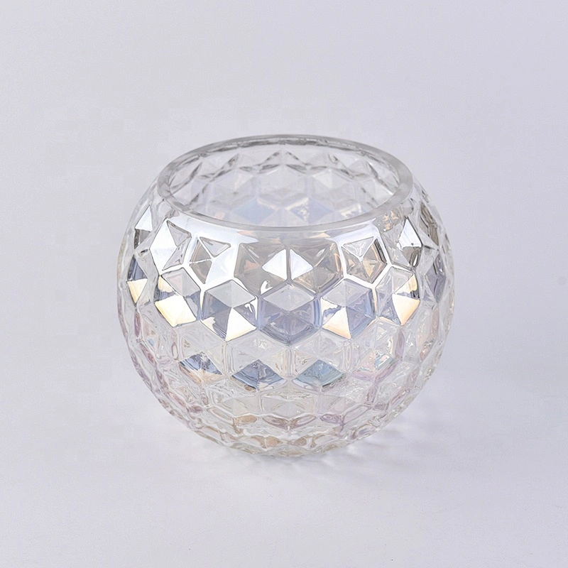 Custom round engraving glass candle vessel