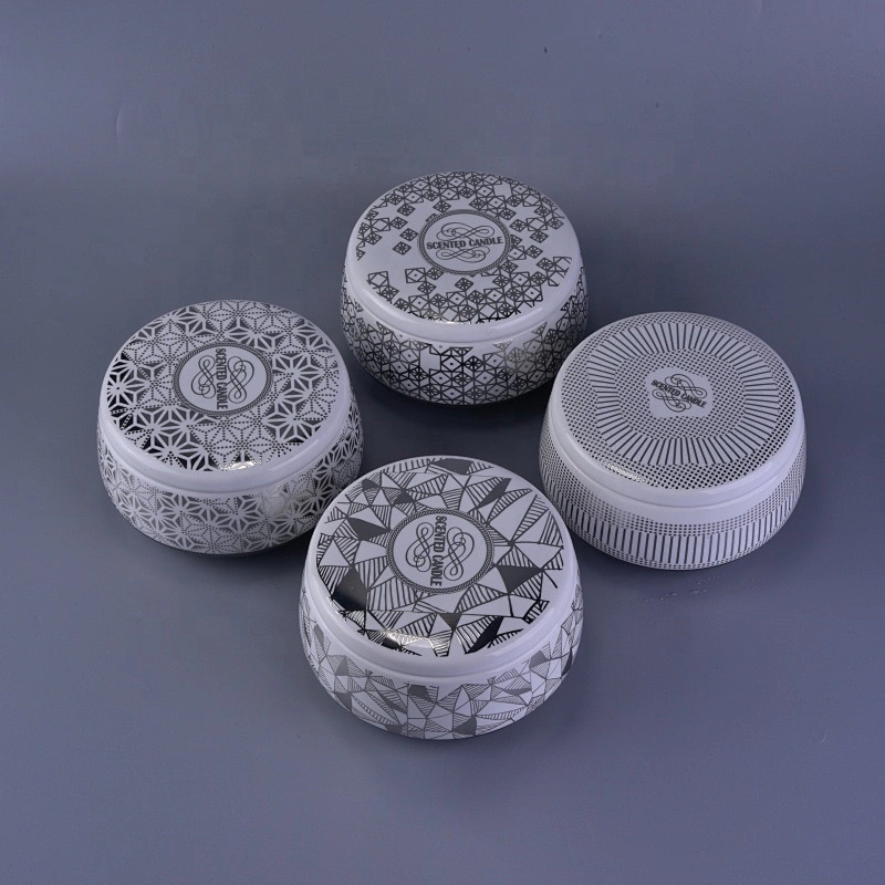 Sunny good price silver custom scented ceramic candle holder with lid
