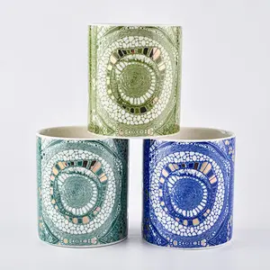 Custom Beautiful High Quality Ceramic Candle Vessels For Home Decoration