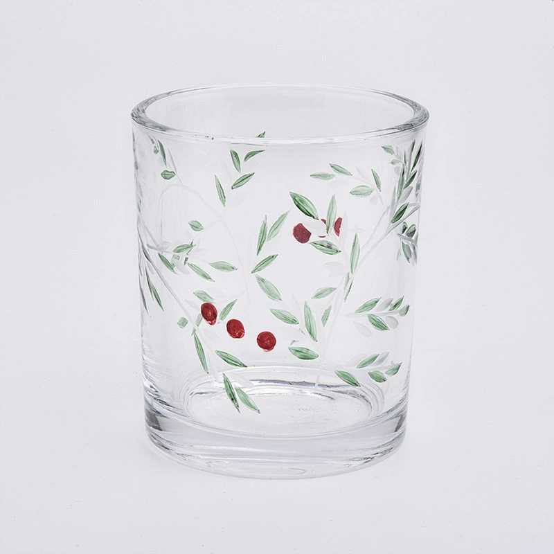 7oz embossed hand drawing pattern glass candle holders home decorations