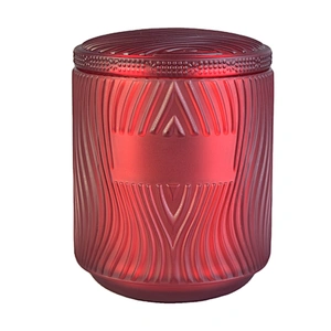 10oz 16oz 20oz New design luxury red glass candle jar holder with lids
