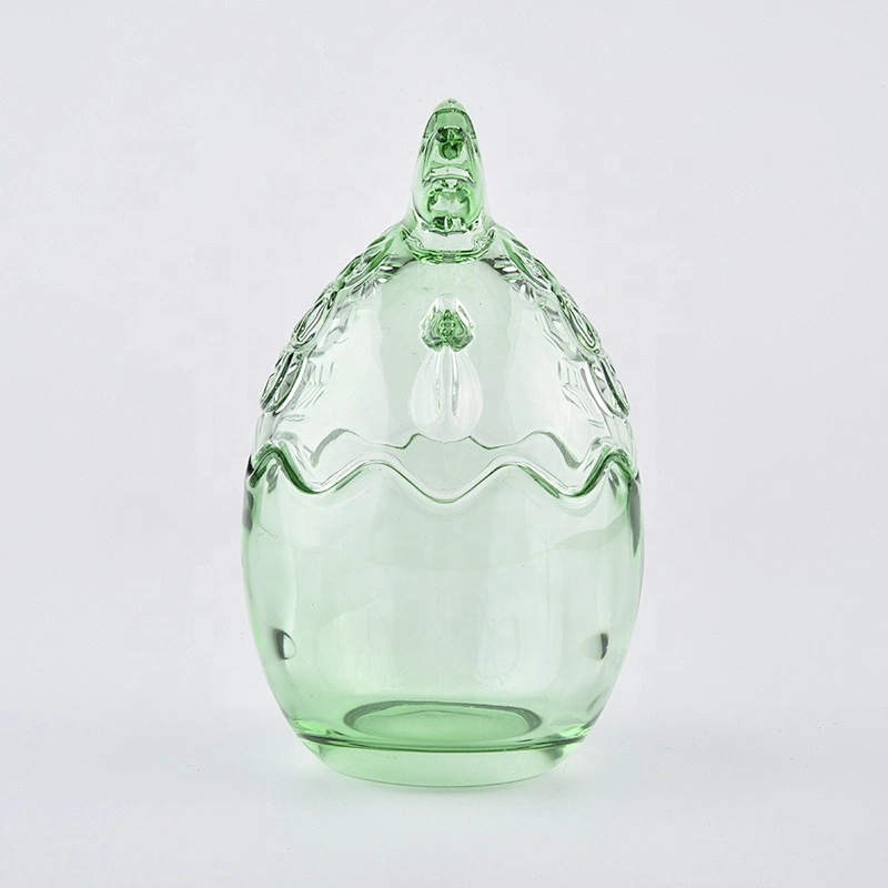 Wholesales egg-shape crystal glass candle jar with glass lid