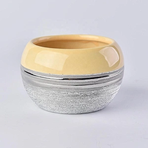 Wholesales round silver ceramic candle containers 10oz