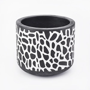 7oz engraving black cement candle holders for home decor soy wax candle containers
