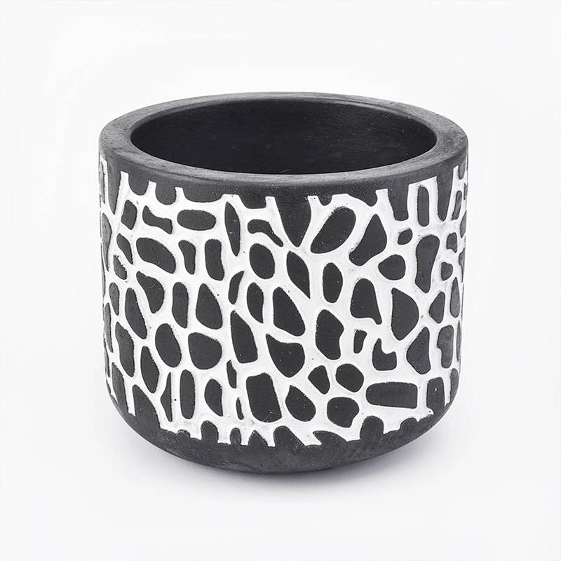 7oz engraving black cement candle holders for home decor soy wax candle containers