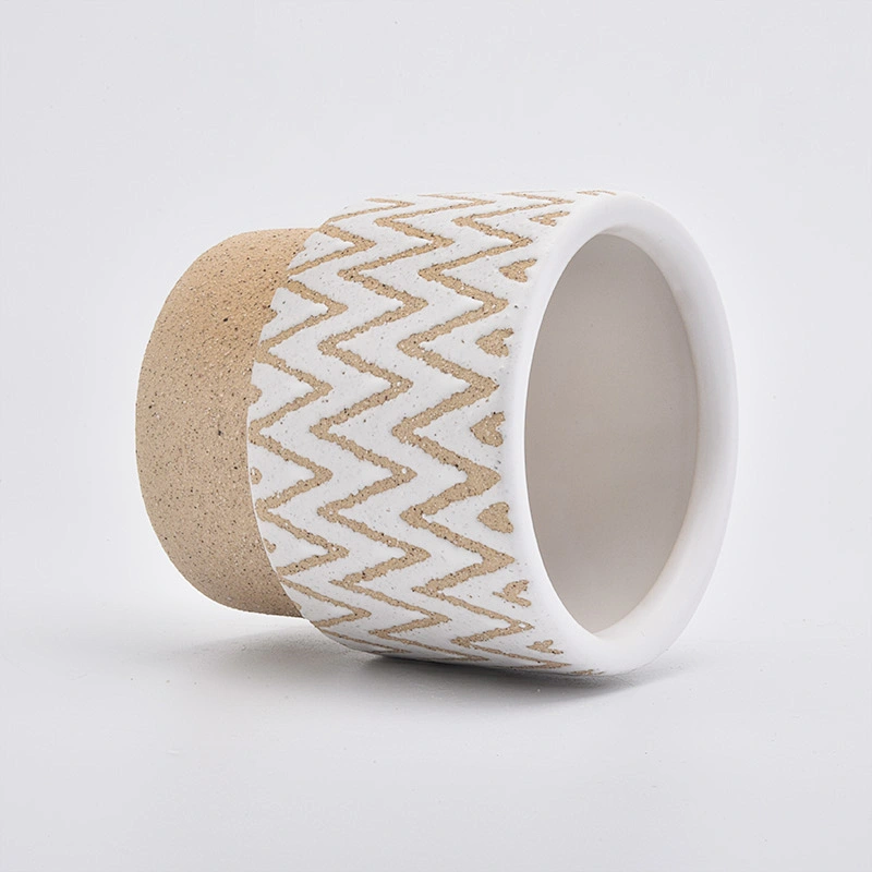 17oz Yellow Wave Sand Effect Large Capacity Ceramic Candle Holders Candle Vessels for Home Decor