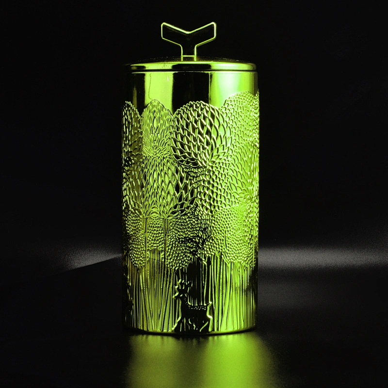 8oz 10oz 12oz Christmas luxury high coloured glass candle jar with lid