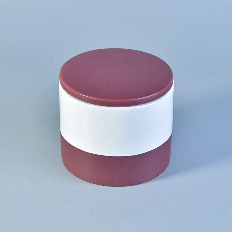 Red And White Ceramic Jars For Candle Making