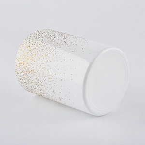 Luxury Gold Decoration White Glass Candle Jars
