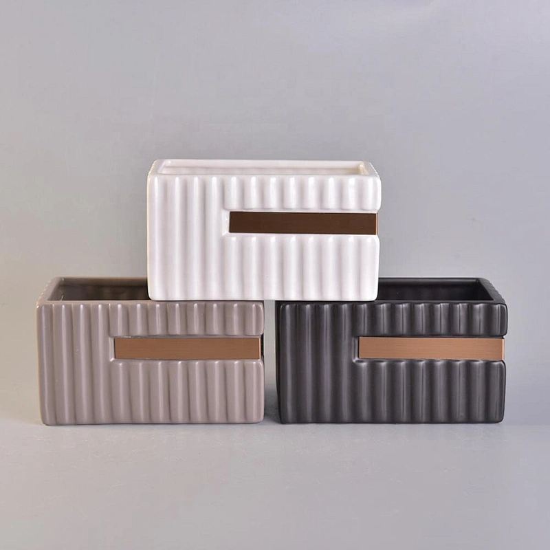 Sunny design square black luxury ceramic candle holders wholesale