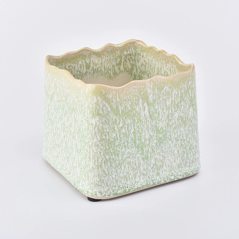 Square Candle Jar Ceramic For Home Decoration Scented Candles
